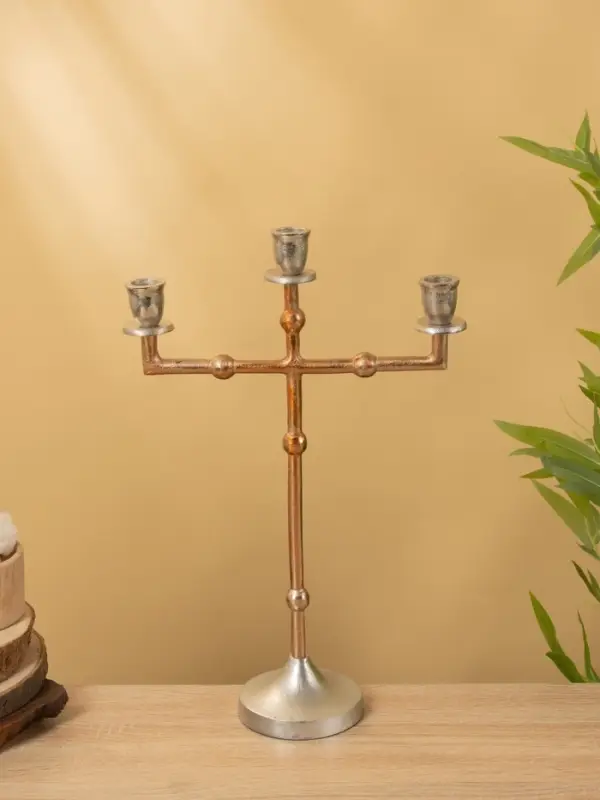 Подсвечник на 3 свечи "Кросс" алюминий 27х10х40,5 см