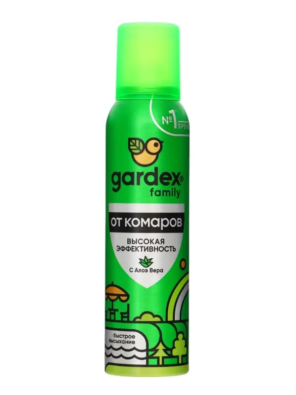 Аэрозоль Репеллент Gardex Family, от комаров, с алоэ вера, 150 мл