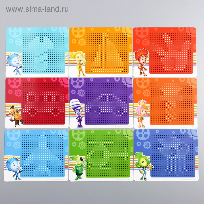 Планшет обучающий  Планшет обучающий "Магнитное рисование" ФИКСИКИ, 380 отверстий, 10 карточек