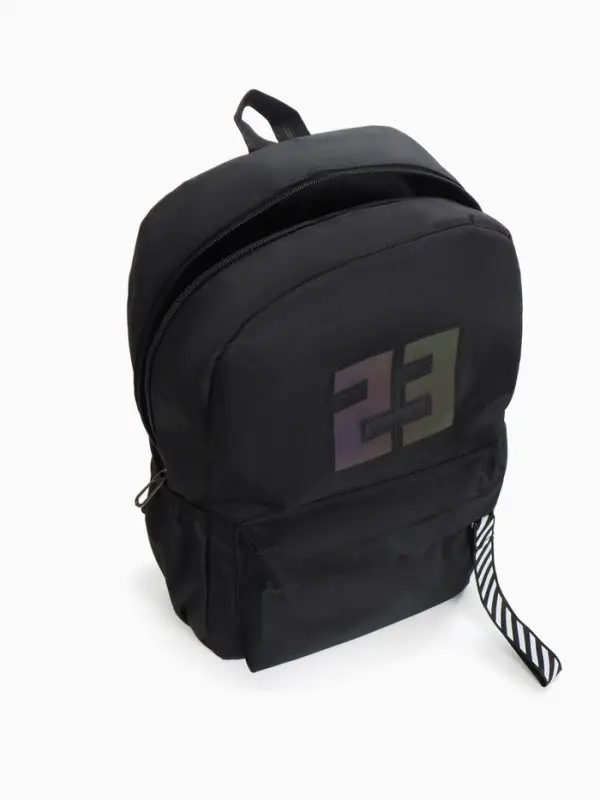 Рюкзак молодёжный на молнии, с карманами, с цифрой 23, размер 31&times;15&times;45 см, чёрный