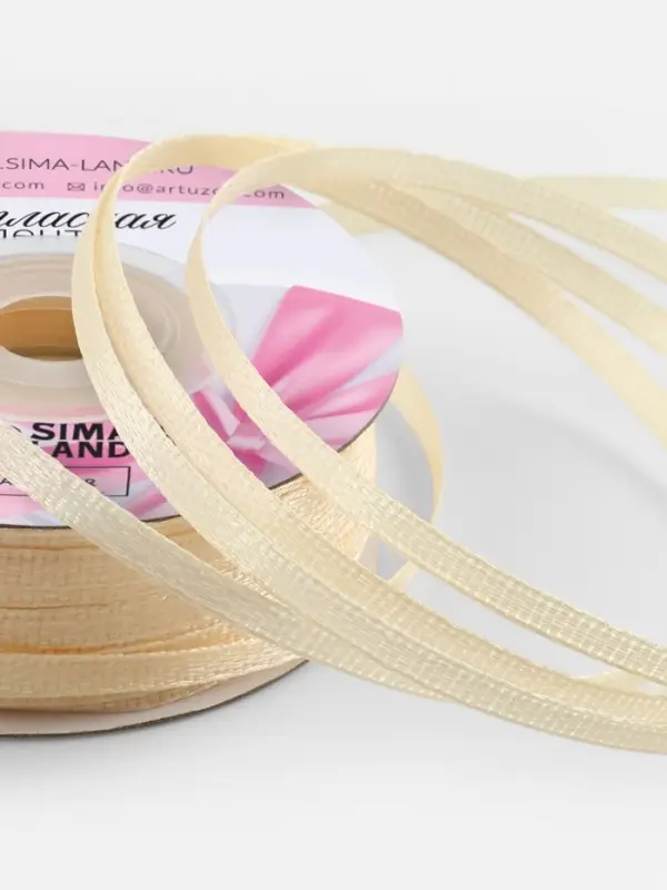 Лента атласная, 3 мм, 45±1 м, сливочная №02 Лента атласная, 3 мм, 45±1 м, сливочная №02