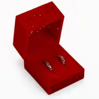 Футляр под парные кольца, серьги, запонки &laquo;Кружево&raquo;, бархатный, 5.5&times;6.5 см, красный