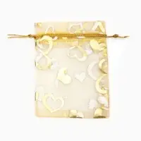 Набор мешочков подарочных 100шт. "Сердечки", 7*9 см, цвет золотой (1195304) Набор мешочков подарочных 100шт. "Сердечки", 7*9 см, цвет золотой (1195304)