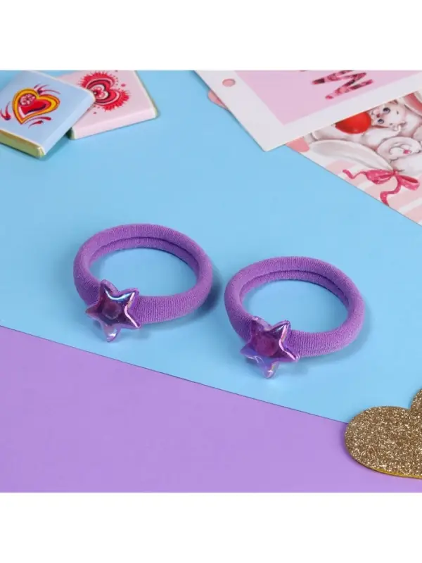 Резинка для волос «Мелодия», набор 2 шт., звезда, 3.5 см, сиреневая Резинка для волос «Мелодия», набор 2 шт., звезда, 3.5 см, сиреневая