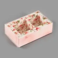Коробка для 2 конфет с ячейками &laquo;Цветы&raquo;, 10&times;6&times;3 см