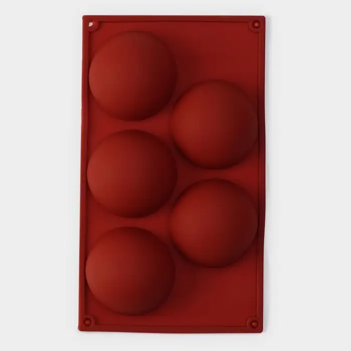 Форма для выпечки Доляна &laquo;Полусфера&raquo;, силикон, 29.5&times;17 см, 5 ячеек, d=8 см, МИКС