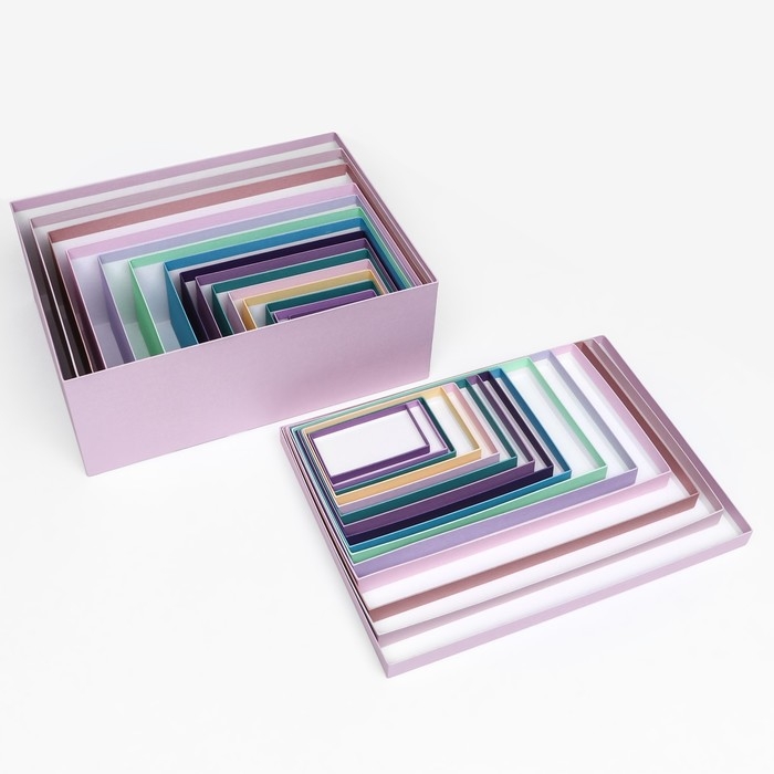 Набор прямоугольных коробок 15в1  Набор прямоугольных коробок 15в1 "Лаванда" 47,5 х 36 х 17,5- 13 х 8 х 4,5 см