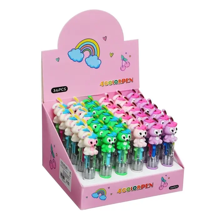 Ручка-прикол шариковая Calligrata &laquo;Зайка&raquo;, 4-цветная, резиновый упор, МИКС