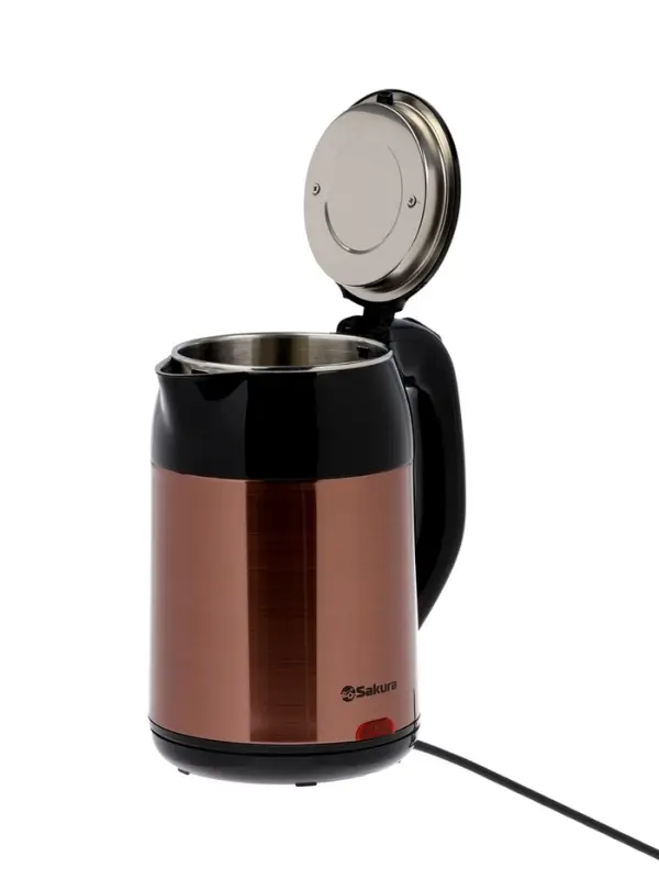 Чайник электрический Sakura SA-2168MGL, металл, 1.8 л, черно-коричневый