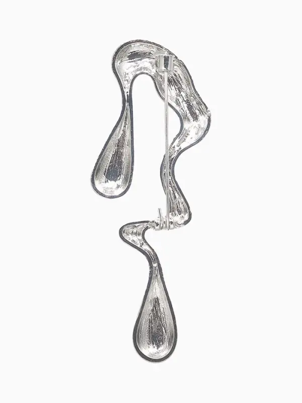 Брошь  Брошь "Капли воска" таяние, из металла, цвет серебро