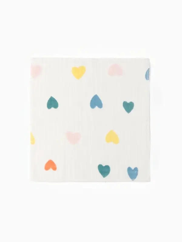 Набор платочков Крошка Я Сolored hearts (вид 1) 20*20 см-5 шт, муслин, 100 % хлопок Набор платочков Крошка Я Сolored hearts (вид 1) 20*20 см-5 шт, муслин, 100 % хлопок