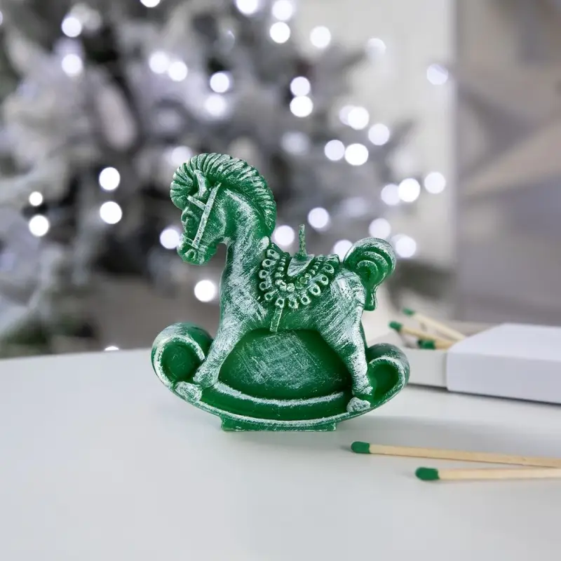 Свеча фигурная «Лошадка-качалка», зеленая Свеча фигурная «Лошадка-качалка», зеленая