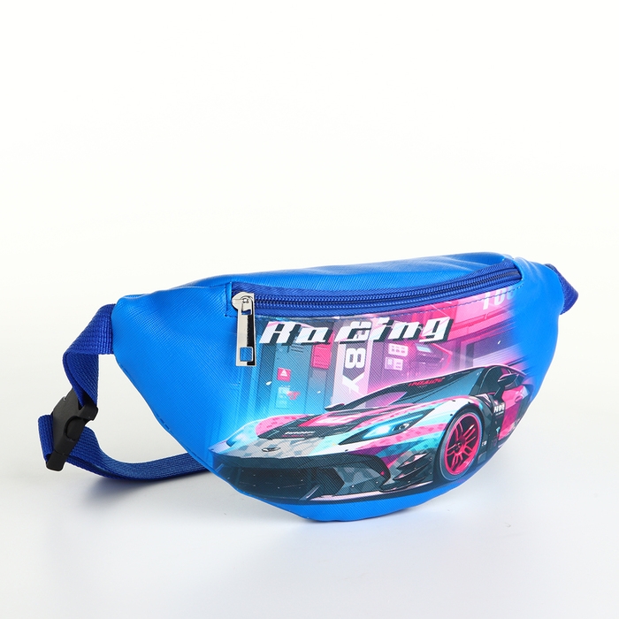 Сумка поясная детская на молнии, цвет синий