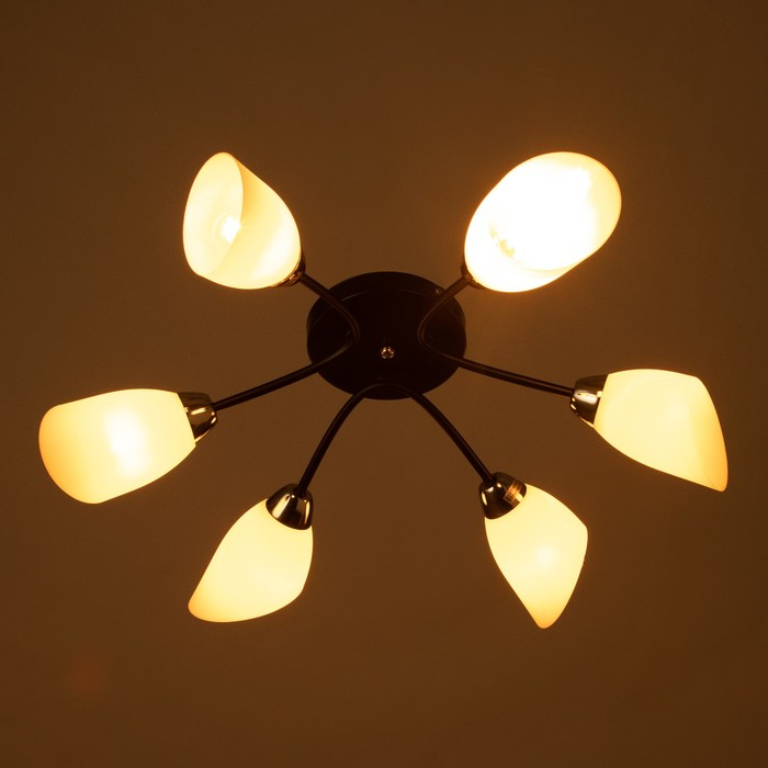 Люстра Люстра "Барра" 6х60Вт E14 черный-хром 74х74х19 см.