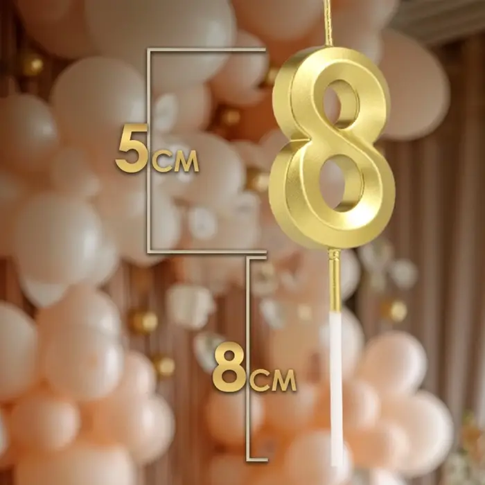 Свеча в торт на шпажке «Цифра 8», золотая, 5 см Свеча в торт на шпажке «Цифра 8», золотая, 5 см
