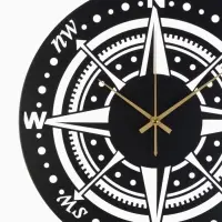 Часы настенные интерьерные &laquo;Компас&raquo;, бесшумные, плавный ход, d=40 см, металл, чёрные