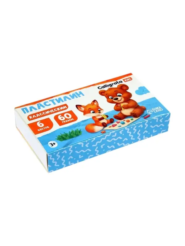 Пластилин Calligrata &laquo;Классический&raquo;, 6 цветов, 60 г