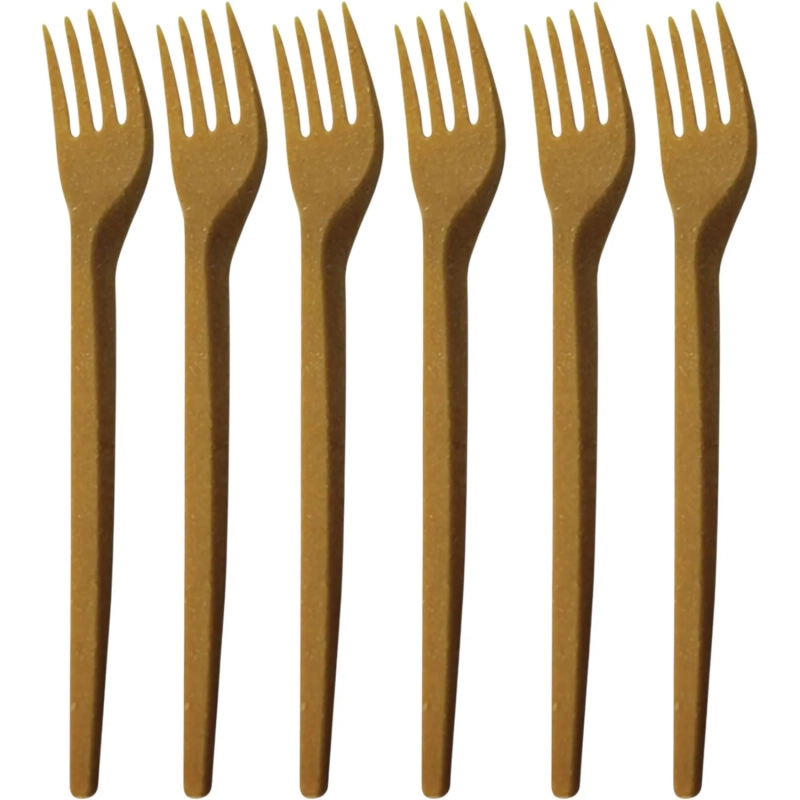 Вилка одноразовая 168мм,золот.-охристого до коричн,древесн. волокно,50шт/уп