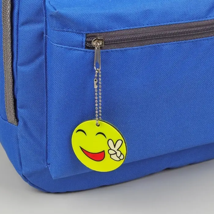 Светоотражающий элемент «Смайлик. Мир», двусторонний, d=5.3 см, жёлтый Светоотражающий элемент «Смайлик. Мир», двусторонний, d=5.3 см, жёлтый