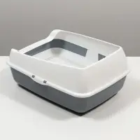 Лоток для кошек, 50.5&times;39&times;23 см, с сеткой и совком, пластик, серый