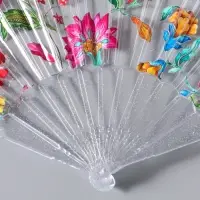 Веер складной пластик &laquo;Розовые и красные астры&raquo;, блеск, 23 см