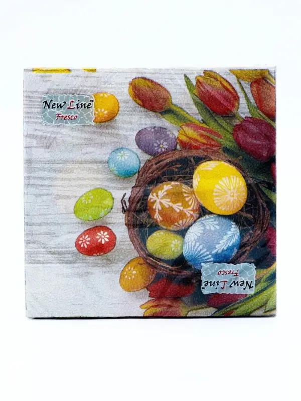Пасхальные салфетки бумажные New Line Fresco &laquo;Яйца, Тюльпаны&raquo;, 2 слоя, 33&times;33 см, 20 шт.