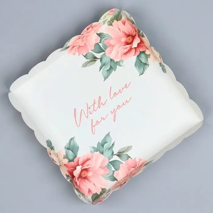Коробка для печенья, кондитерская упаковка с PVC крышкой, With love for you, 21 х 21 х 3 см