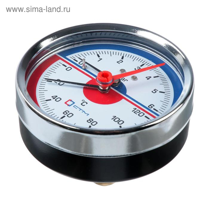 Термоманометр "CTM", аксиальный, Дк 80 мм, 0.6 МПа, наружная резьба 1/4", 120°С