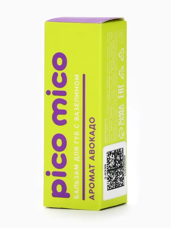Бальзам для губ с вазелином, аромат: авокадо, 3.8 г, PICO MICO