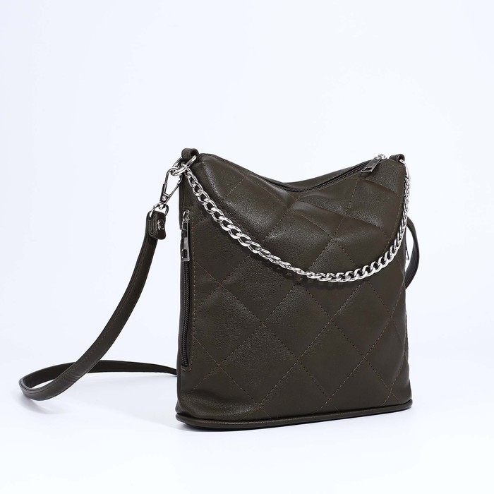 Сумка кросс-боди Janelli на молнии, наружный карман, цвет хаки Сумка кросс-боди Janelli на молнии, наружный карман, цвет хаки