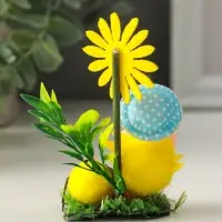 Фигурка пасхальная &laquo;Цыпа и цыпленок на лужайке с одуванчиком&raquo;, 4.5&times;6&times;10.5 см
