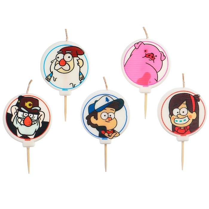 Свеча для торта Свеча для торта "С Днем Рождения!", 5 штук, Гравити Фолз