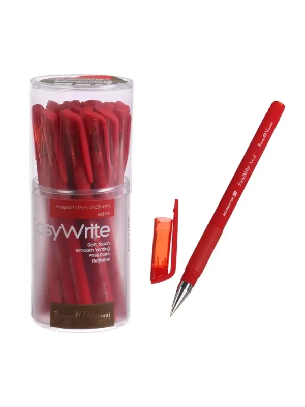Ручка шариковая BrunoVisconti. EasyWrite. Red, красный стержень, узел 0.5 мм, резиновый упор, матовый корпус