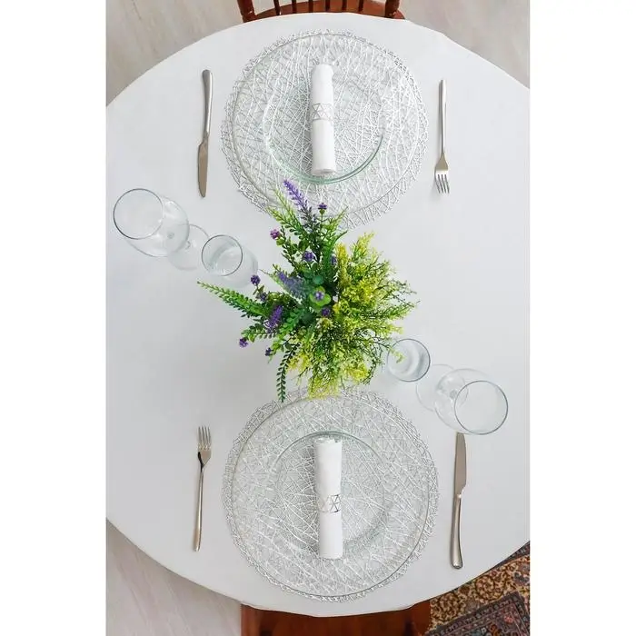 Салфетки сервировочные на стол Доляна &laquo;Соломка&raquo;, d=38 см, 4 шт., серебряные