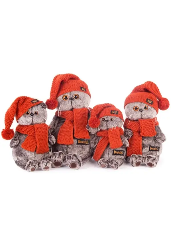 Мягкая игрушка &laquo;Басик&raquo; в вязаной шапке и шарфе, 22 см