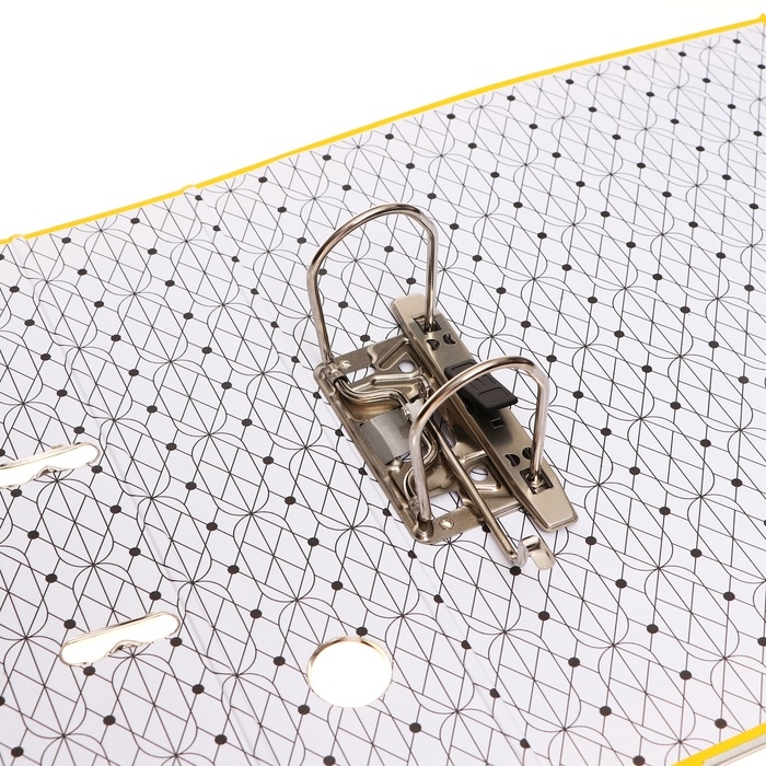 Папка-регистратор А4, 75 мм, Calligrata, ПВХ, тиснение Папка-регистратор А4, 75 мм, Calligrata, ПВХ, тиснение "лен", металлическая окантовка, карман на корешок, собранная, желтая, микс