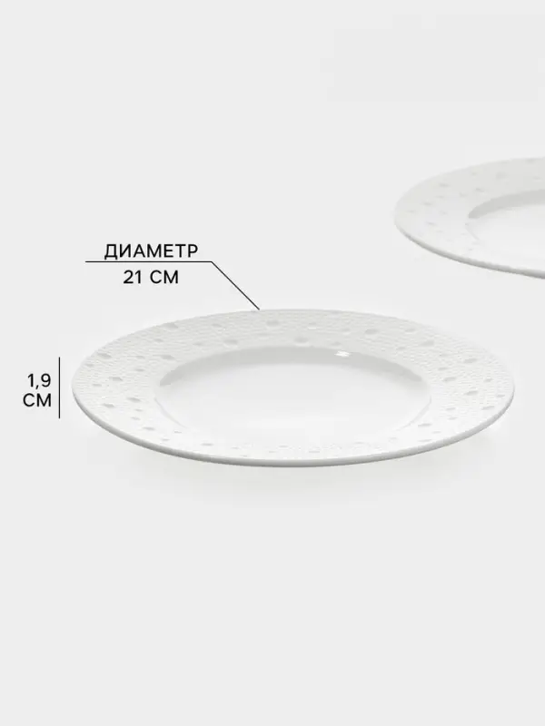 Тарелки Magistro Fray, набор 2 шт., d=21 см фарфор, белые