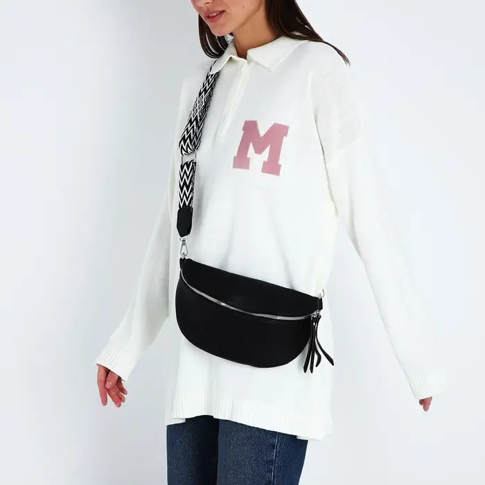 Сумка женская кросс-боди на молнии, 26&times;10&times;16 см, чёрная