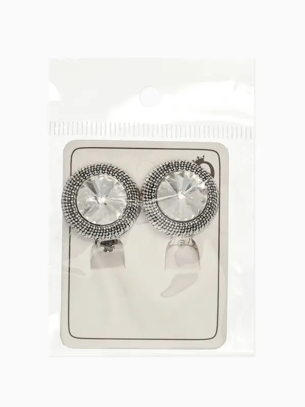 Серьги клипсы для ушей QF &laquo;Винтаж&raquo;, белая в чернёном серебре