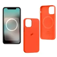 Чехол iPh 12/12 Pro Silicon Case 100% ORG Eletric Orange (MagSafe + анимация NFC) c LOGO