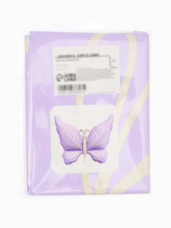 Воздушный шар фольгированный 37 "Нежная бабочка" сиреневый сатин