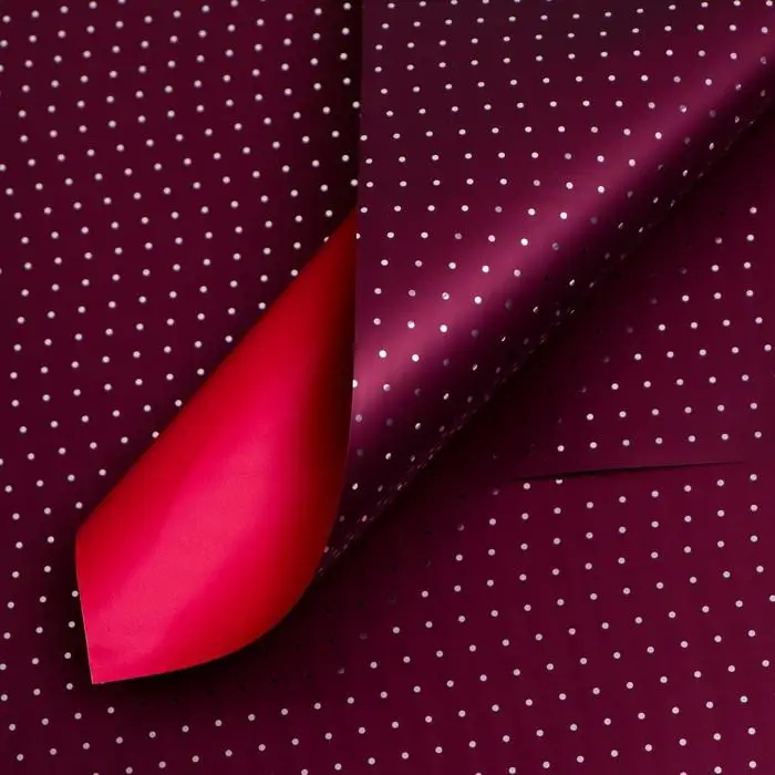 Плёнка матовая «Серебристый горох» красный, винный, 0.58×0.58 м