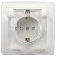 KVARTA Розетка с заземлением с защитными шторками с крышкой IP44 16А кер РСбш10-3-ККБ-44 белый GENERICA