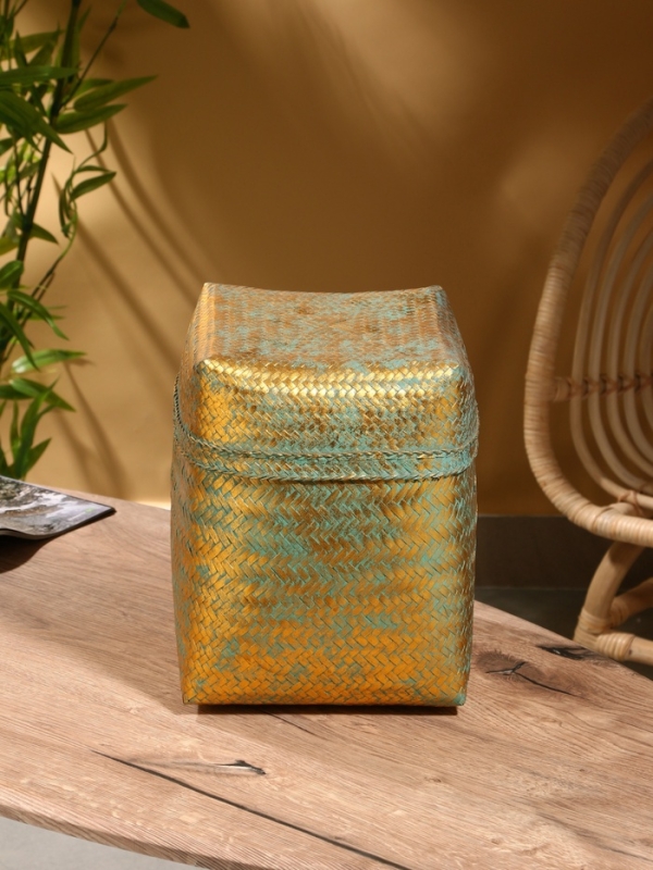 Корзинка плетеная "Голден" 25х25х30 см, голубой