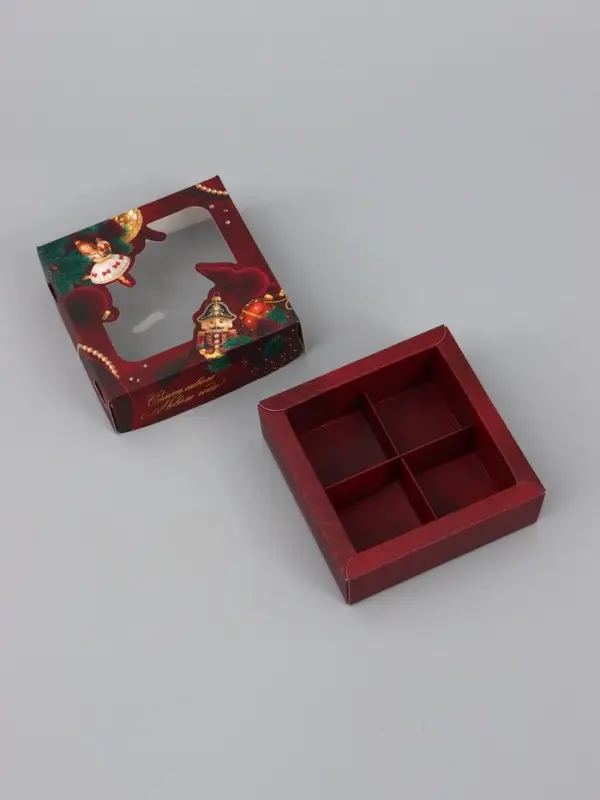 Коробка подарочная для 4 конфет &laquo;Счастливого Нового года!&raquo;, 10.5&times;10.5&times;3.5 см
