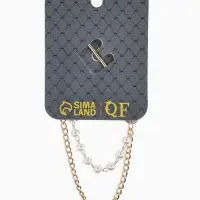 Булавка &laquo;Бабочка&raquo; в стразах, цепочка, жемчуг, L=7.5 см, цвет белый в золоте