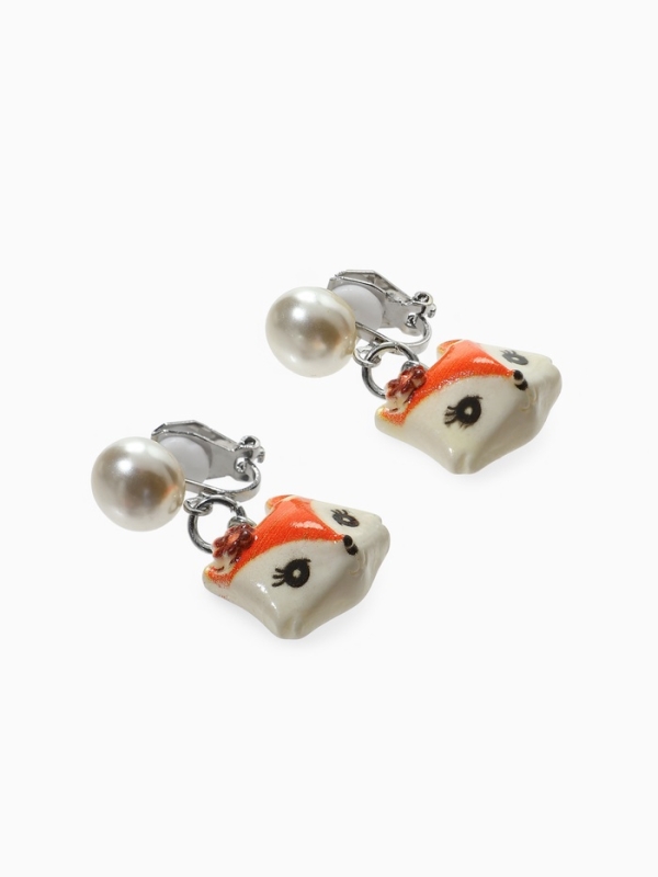 Серьги-клипсы детские  Серьги-клипсы детские "Выбражулька" лиса с жемчужиной, цветные
