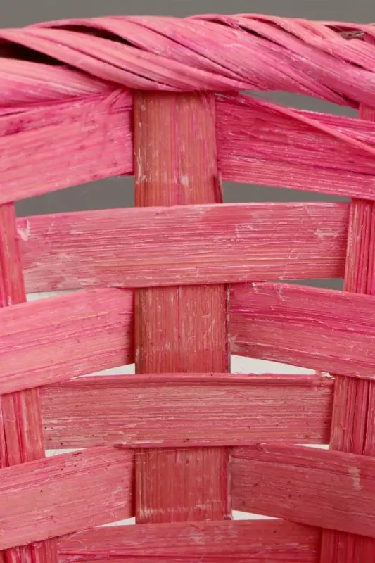 Корзина плетёная для хранения, 13&times;13&times;9.5 см, ручка h=21 см, бамбук, светло - розовая, Greengo