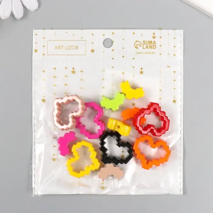 Бусина для творчества пластик "Сердце-конструктор" МИКС 2,9х2,5х0,9 см