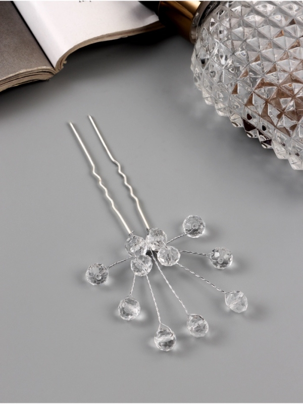 Шпилька для волос Шпилька для волос "Эмилия" шарики, 9х5 см, прозрачный